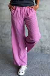 Plaid Wide Leg Pants with Pockets OutfitFlow